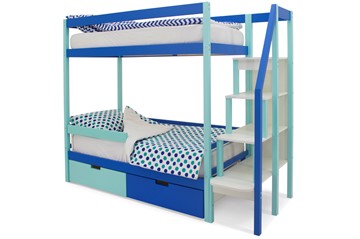 Двухэтажная детская кровать Svogen мятный-синий в Нижнекамске