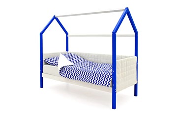 Кровать-домик детская «Svogen сине-белый» мягкая в Набережных Челнах