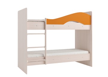 Детская двухэтажная кровать Мая на щитах, корпус Млечный дуб, фасад Оранжевый в Нижнекамске - предосмотр