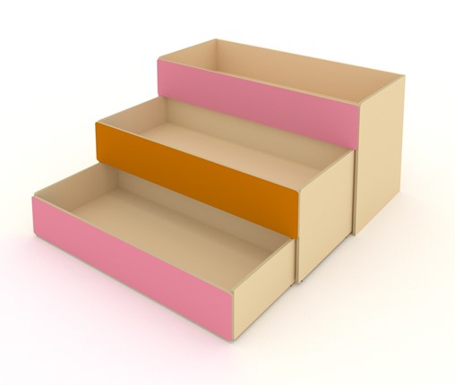 Кровать детская 3-х уровневая КД-3, Беж + Розовый + Оранжевый в Казани - изображение