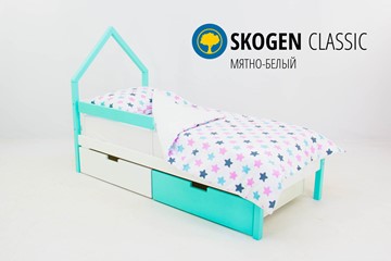 Детская кровать-домик мини Skogen белый-мятный в Нижнекамске