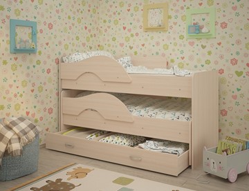 Детская 2-ярусная кровать Радуга 1.6 с ящиком, цвет Млечный дуб в Нижнекамске