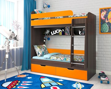 Детская 2-этажная кровать Ярофф Юниор-5, каркас Бодего, фасад Оранжевый в Набережных Челнах