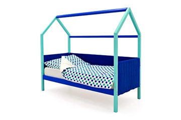 Кровать-домик в детскую Svogen, мятный-синий мягкая в Нижнекамске - предосмотр