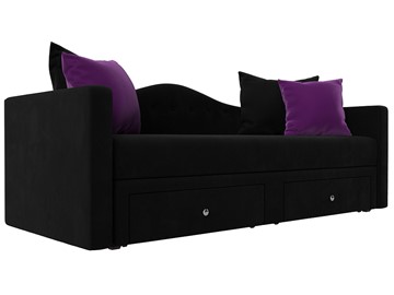 Диван-кровать Дориан, Черный/Фиолетовый (Микровельвет) в Набережных Челнах