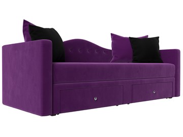 Детский диван Дориан, Фиолетовый/Черный (Микровельвет) в Набережных Челнах