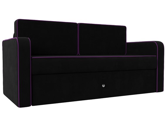 Детский диван-трансформер Смарт, Черный/Фиолетовый (Микровельвет) в Нижнекамске - изображение