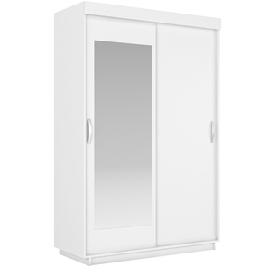 Шкаф 2-дверный Лайт (ДСП/Зеркало) 1400х595х2120, Белый Снег в Казани