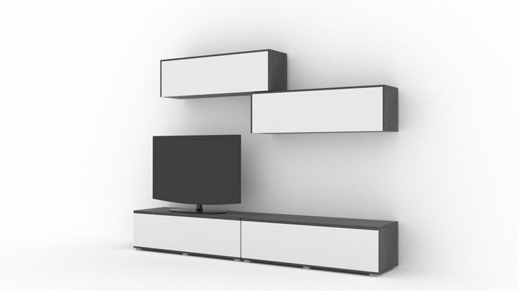 Гостиный гарнитур Куб (Cube), цвет Белый софт, Черный ясень в Набережных Челнах - изображение 1