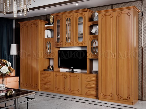 Гостиный гарнитур Альберт со шкафами, глянцевый в Казани - изображение