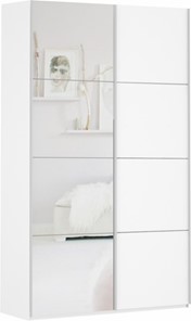 Шкаф двухдверный Прайм (ДСП/Зеркало) 1600x570x2300, белый снег в Альметьевске