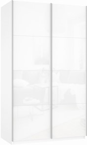 Шкаф Прайм (Белое стекло/Белое стекло) 1200x570x2300, белый снег в Казани - предосмотр