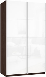 Шкаф 2-створчатый Прайм (Белое стекло/Белое стекло) 1200x570x2300, венге в Нижнекамске