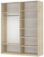 Шкаф 2-х дверный Прайм (Белое стекло/Белое стекло) 1400x570x2300, белый снег в Альметьевске - предосмотр 1