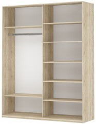 Шкаф 2-х дверный Прайм (Белое стекло/Белое стекло) 1400x570x2300, белый снег в Альметьевске - изображение 1