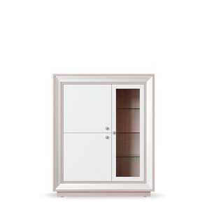 шкаф 3-х дверный (1 стеклодверь) низкий Прато 1179, Ясень светлый \ жемчуг в Альметьевске
