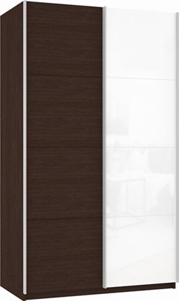Шкаф двухдверный Прайм (ДСП/Белое стекло) 1600x570x2300, венге в Казани - изображение