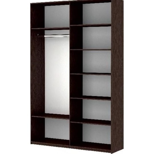 Шкаф 2-х створчатый Прайм (Зеркало/Белое стекло) 1600x570x2300, венге в Казани - изображение 1