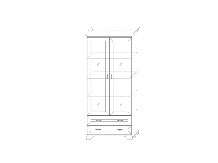 Шкаф (2 стеклодвери) Сиена, Бодега белый / патина золото в Альметьевске - изображение 1