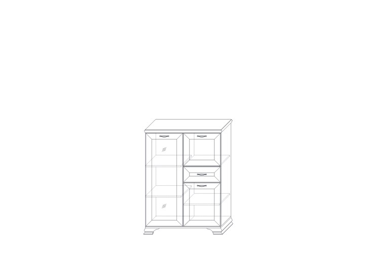 Низкий шкаф (1 стеклодверь) Сиена, Бодега белый / патина золото в Нижнекамске - изображение 1