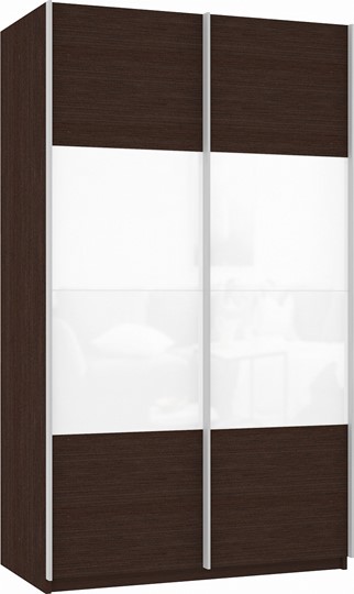 Шкаф двухдверный Прайм (ДСП/Белое стекло) 1600x570x2300, венге в Казани - изображение 2