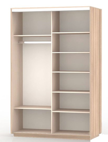 Шкаф двухдверный Экспресс (2 зеркала), со стеллажом 1500x600x2200, шимо светлый в Нижнекамске - изображение 1