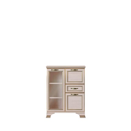 Низкий шкаф (1 стеклодверь) Сиена, Бодега белый / патина золото в Нижнекамске - изображение