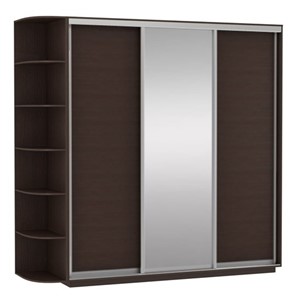 Шкаф 3-х дверный Экспресс (ДСП/Зеркало/ДСП) со стеллажом, 2400х600х2200, венге в Нижнекамске