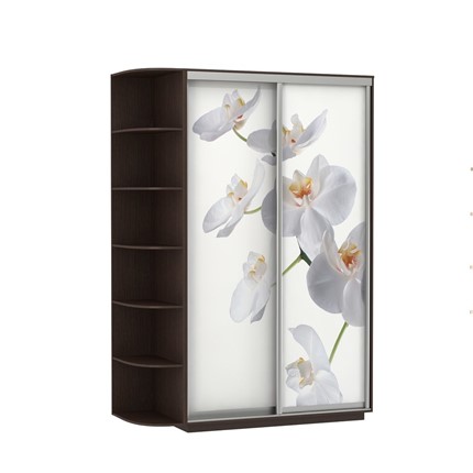 Шкаф 2-дверный Экспресс 1500x600x2200, со стеллажом, Орхидея белая/венге в Нижнекамске - изображение
