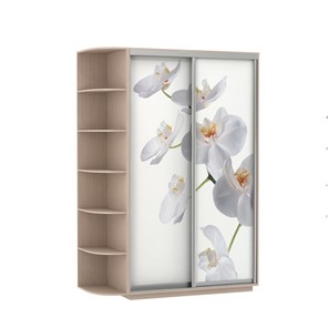 Шкаф 2-х створчатый Экспресс 1700x600x2200, со стеллажом, Орхидея белая/дуб молочный в Набережных Челнах