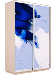 Шкаф 2-дверный Экспресс 1200x600x2400, Абстракция бело-голубая/дуб молочный в Альметьевске