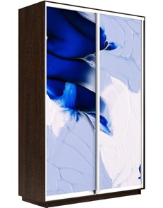 Шкаф Экспресс 1600x450x2200, Абстракция бело-голубая/венге в Альметьевске