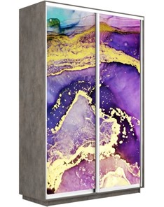 Шкаф 2-х створчатый Экспресс 1600x600x2400, Абстракция фиолетово-золотая/бетон в Альметьевске