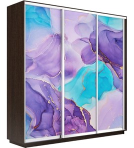 Шкаф 3-х створчатый Экспресс 2100х600х2400, Абстракция фиолетовая/венге в Набережных Челнах