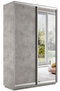 Шкаф 2-х створчатый Экспресс (ДСП/Зеркало) 1200х450х2200, бетон в Набережных Челнах