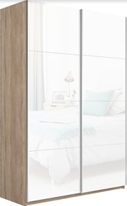 Шкаф Прайм (Белое стекло/Белое стекло) 1200x570x2300, дуб сонома в Набережных Челнах