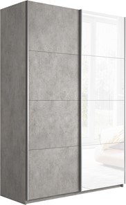Шкаф 2-х дверный Прайм (ДСП/Белое стекло) 1200x570x2300, бетон в Нижнекамске