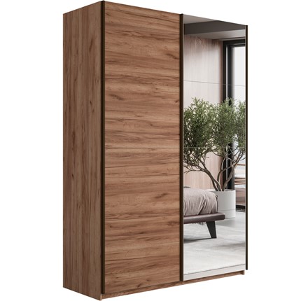 Шкаф 2-дверный Прайм (ДСП/Зеркало) 1600x570x2300, Крафт табачный в Альметьевске - изображение
