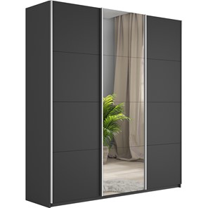 Шкаф 3-дверный Широкий Прайм (2 ДСП / Зеркало) 2400x570x2300,  Серый диамант в Набережных Челнах