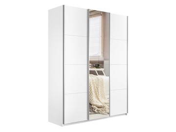 Шкаф 3-х дверный Широкий Прайм (2 ДСП / Зеркало) 2400x570x2300, Белый снег в Набережных Челнах