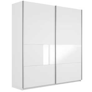 Шкаф Широкий Прайм (ДСП / Белое стекло) 2200x570x2300, Белый снег в Альметьевске