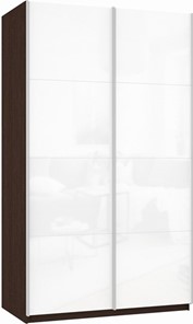 Шкаф Прайм (Белое стекло/Белое стекло) 1400x570x2300, венге в Набережных Челнах