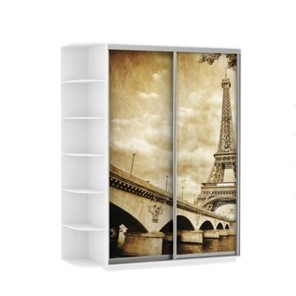 Шкаф Экспресс 1500x600x2200, со стеллажом, Париж/белый снег в Альметьевске