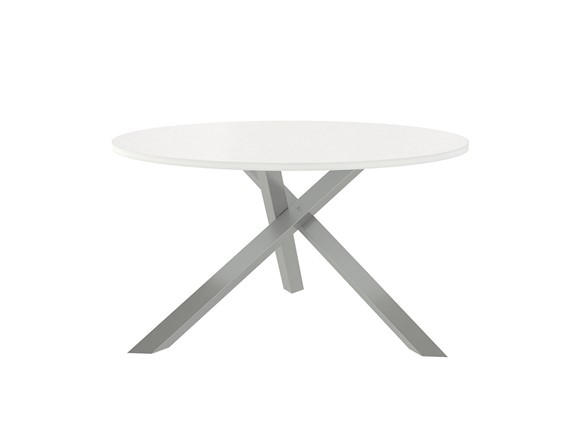 Круглый стол Триада-15Д, Металлик/Белый в Альметьевске - изображение