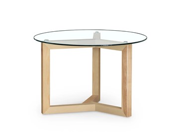 Стеклянный столик в зал Оникс-8, Натуральный массив/Прозрачное стекло в Казани