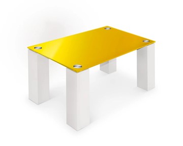 Журнальный стол Колизей-8, белый/желтое стекло в Набережных Челнах
