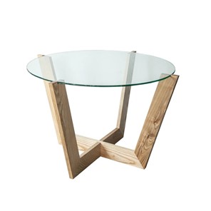 Стеклянный столик в гостиную Оникс-10, Натуральный массив/Прозрачное стекло в Казани