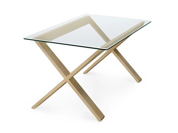 Стеклянный столик Оникс-11, Натуральный массив/Прозрачное стекло в Бугульме