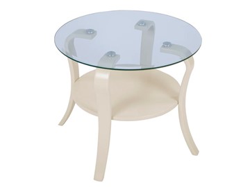 Круглый столик Аннет (бежевый-стекло прозрачное) в Набережных Челнах