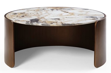 Журнальный столик CT3095CL (D90) белая керамика /бронзовый в Казани - предосмотр